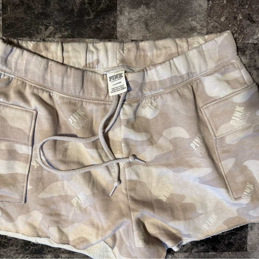 PINK Victoria's Secret Tan Athletic Shorts with Elastic Waistband